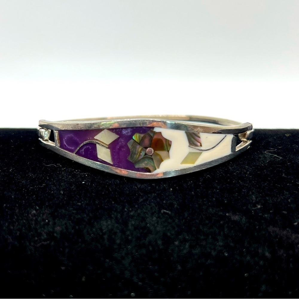 Vintage Taxco Mexico 925 Silver Abalone Inlay Bracelet